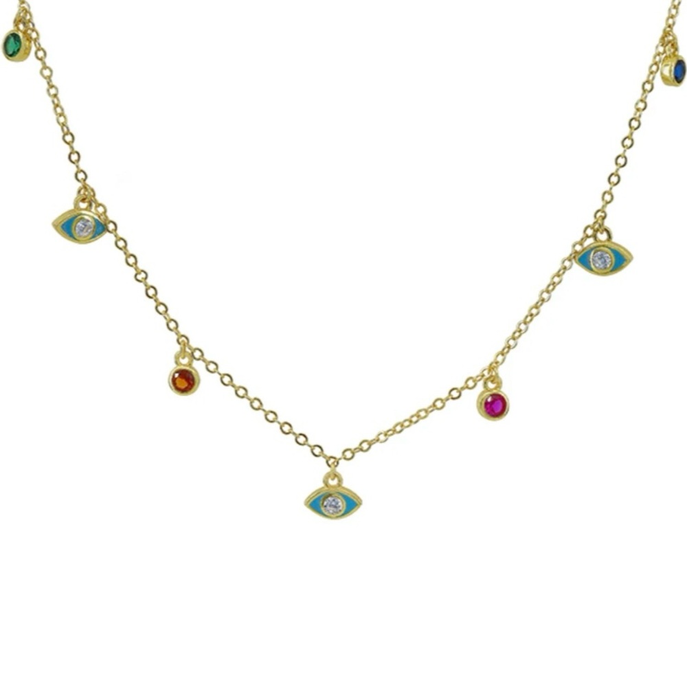 Gold choker evil eye necklace